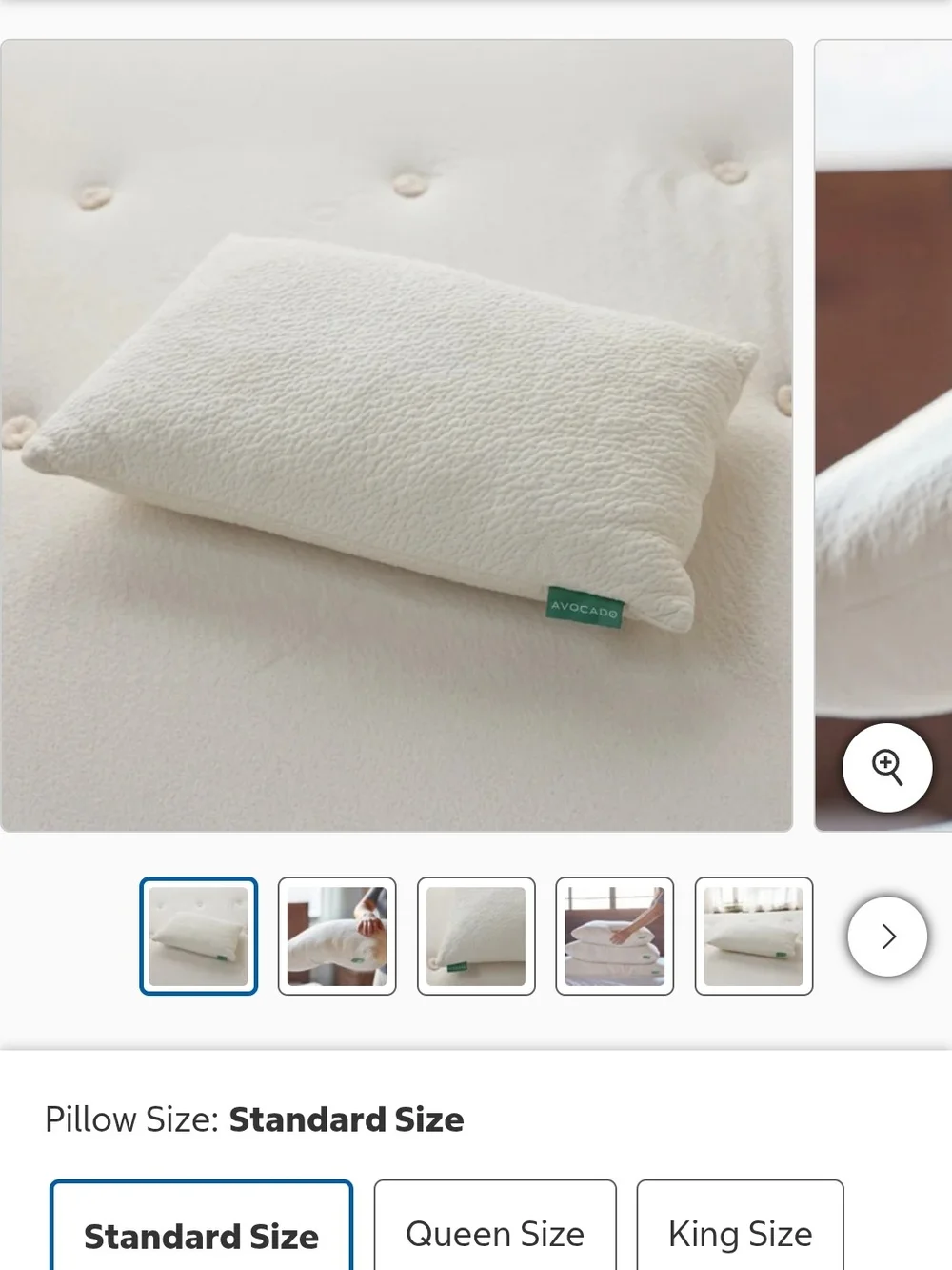 Avocado Organic Pillow - White